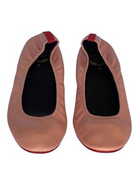 RITAS CLOSET PREPPY SOFT LEATHER SALMON FLATS SZ 8 MED EUC